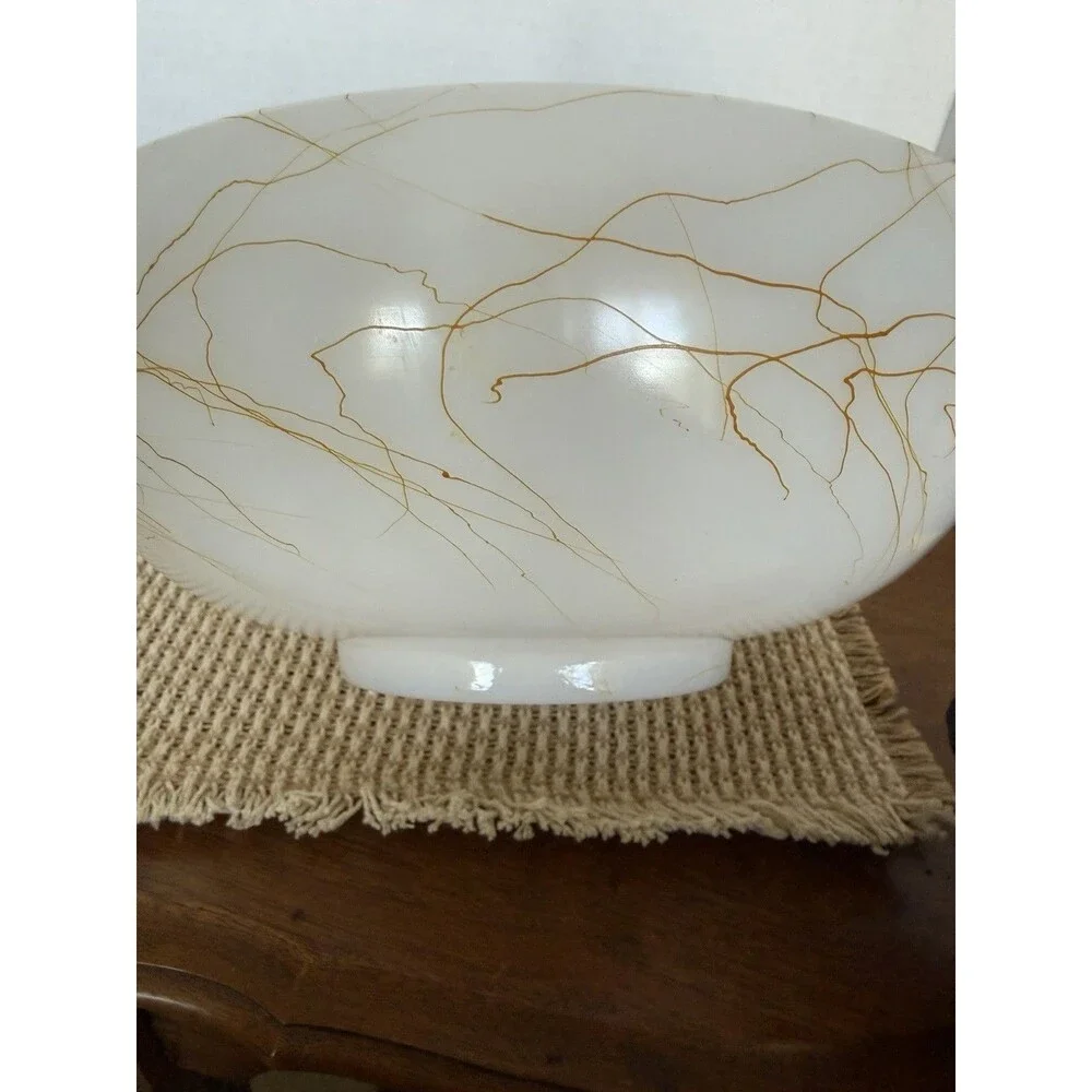 Vintage Hazel Atlas Milk Glass Salad serving Bowl Butterscotch Spaghetti String